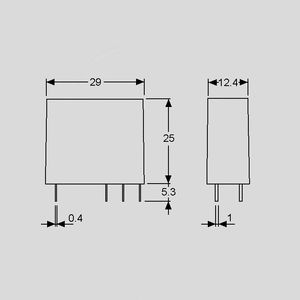 F4052-24 Relay DPDT 8A 24V 900R 40.52.9.024.0000 Dimensions