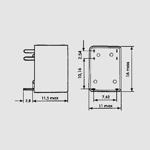 FRS1B-S-DC12V Relay SPDT 1A 12V 320R Dimensions