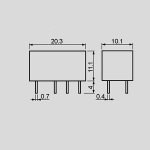 F3022-12 Relay DPDT 1,25A 12V 720R 30.22.7.012.0010 Dimensions