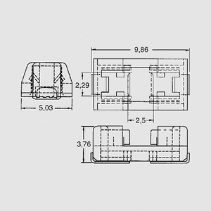 SSFMH2,0-SMD SMD Fuse Holder Very Quick-acting 2A Dimensions