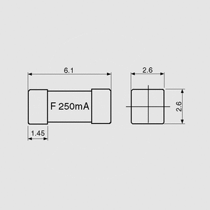 EST0,375-SMD SMD Fuse Time-lag 0,375A Dimensions