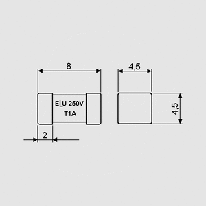 EST250V0,5 SMD Fuse Time-lag 0,5A Dimensions