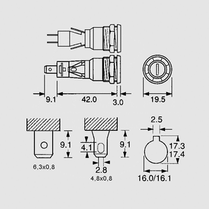 T0347RA Fuse Holder 6x32 Hexagon Nut T0347RA