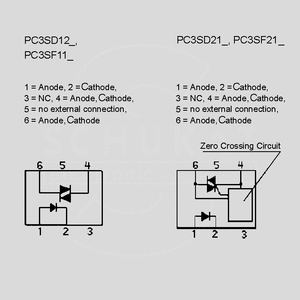 PC3SF11YVZBF Optotr. 5kV 600V 0,1A DIP6 400mil Circuit Diagrams