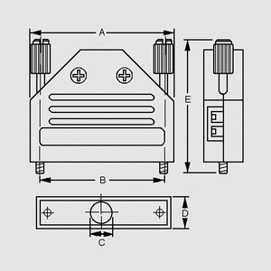 A-FT09/CGF9S D-sub-hætte 9-pol m. fingerskruer lige Dimensions