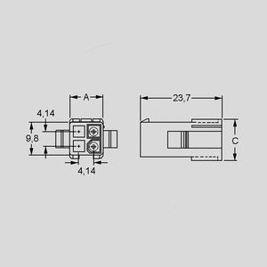 AMP172159-1 Cap Housing, 4-Pole Cable Plug HUN AMP172159-4<br>Dimensions