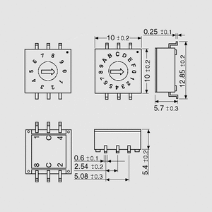 ERD116RMZ-SMD SMD Rotary Switch 16-Pole Hex Real ERD116RMZ-SMD