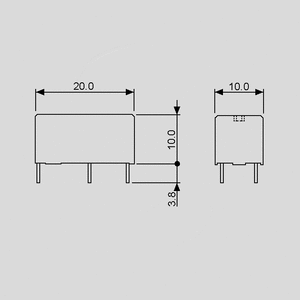 PE140-5 Relay SPDT 5A 5V 125R Dimensions