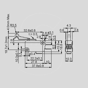 EV163143 Microswitch Sim.Roller 250V 16A 400gf EV163143