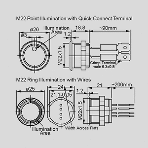 1241-3005 PSE-M22 Alu red non-illuminated M22