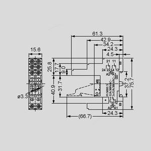 PI-50BE/3 DIN Rail Socket for F4052/61 P5 Separable (= 95.95.3)/2 skifte PI-50BE/3R