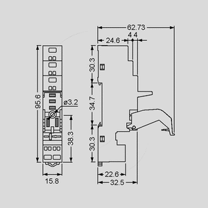 F9751 DIN Rail Socket for Series 46 F9751