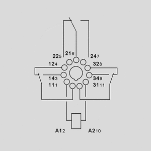 F6013-12 Ind. Relay 3PDT 10A 12Vdc 110R 60.13.9.012.0040 Circuit Diagram