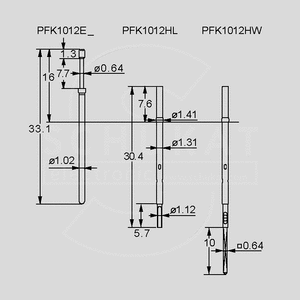 PFK1012E-B Test Probes B 1,0N AU 0,64mm Dimensions