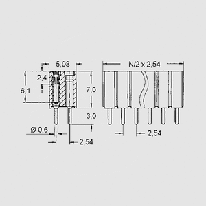 BL2X20PF Prec.Female Header 2R Straight 40-Pole BL2X_PF