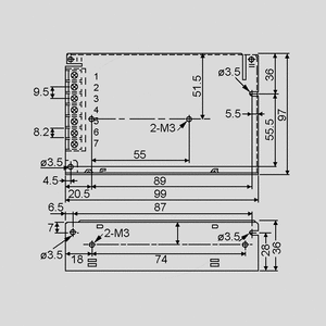 RD-50A SPS Case 54W +5V/+12V Dimensions and Terminal Pin Assignment