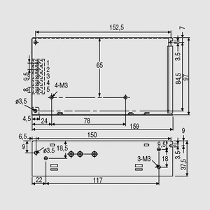 SD-50B-12 DC/DC-Conv 19-36V:12V 4,2A 50W Dimensions and Terminal Pin Assignment