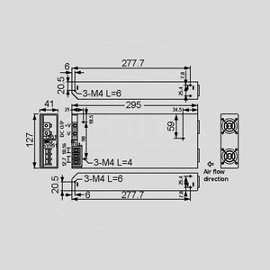 SD-1000H-48 DC/DC-Conv 72-144V:48V 21A 1008W Dimensions and Terminal Pin Assignment