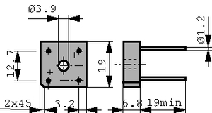 KBPC804 Ensretterbro 400V 8A QUAD-19