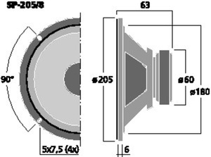 SP-205/8 Fuldtone-HT 8" 8 Ohm 8W Drawing 1024