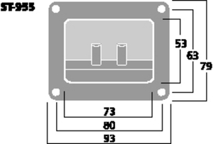ST-955 Højttalerterminal, 93 x 79 mm. Drawing 400