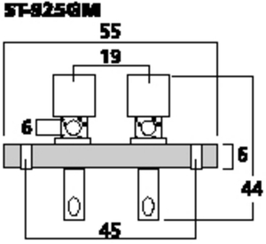 ST-925GM Højttaler terminal 2pol Rød+Sort Drawing 400