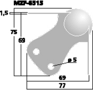 MZF-8515 Kuglehjørne 3 ben 77mm. Drawing 400