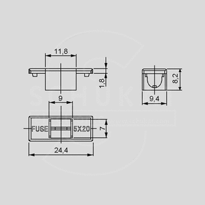 BS232NE Cover for PTF76S and PTF78S 5x20mm. BS232