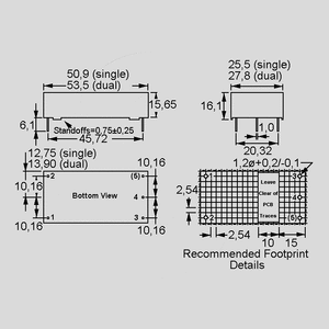 RAC06-05DC SPS Modul 6W +/-5V 600mA Dimensions