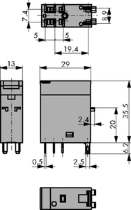 G2R-2-SN 24AC(S) Industrirelæer 24 VAC 253 Ω 0.9 VA MED LED