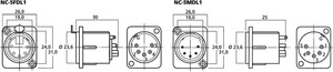 NC5MDL1 Neutrik 5-polet HAN XLR D-house for chassis Drawing 1024