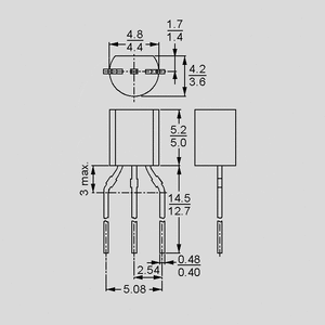 BC640 PNP 80V 1A 0,8W B:40-250 TO92 TO92