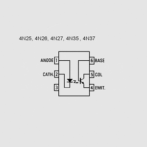 4N25 Optoc. >3,5kV 30V 0,1A >20% DIP6 Circuit Diagram