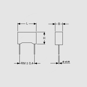 C75NF001,0-630 MKP Capacitor 1,0nF 630V 10% P7,5 Dimensions