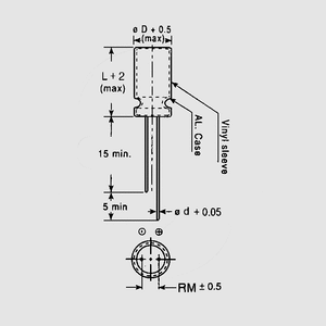 CS2200/16-P5 El-Capacitor 2200µF/16V 13x21 P5 Dimensions