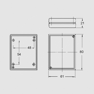 LP2029SW ABS Enclosure 80x61x21 Black LP2029GR, LP2029SW