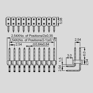 WSL080MZW Pin Header 80-Pole Angled 2R (part.goldplated) Dimensions