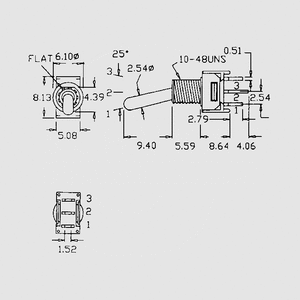 SKS04S Toggle Switch 1-pol ON/ON loddeøjne SKS04S