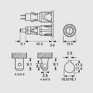 T0345RA Fuse Holder 6x32 Snap-In T0345RA