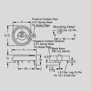 BH105 Button Cell Holder 24mm 1 Cell BH106