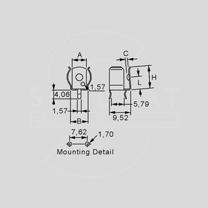 BCL92PC Battery Clip PC-Pin A/AA Dimensions