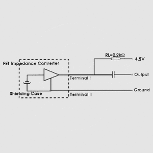 EKM62 Elektretmikrofon -62+/-2dB Ø9,7x6,5mm Circuit Diagram