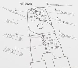 HT-202B Multi-crimptang til U-isolerede stifter/stik