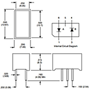 LTL54173G = T000049 2xLED Grøn 12,7 x 6,35 x 7,0 mm.