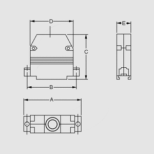 CME09G D-sub-hætte 9-pol metalhus Dimensions