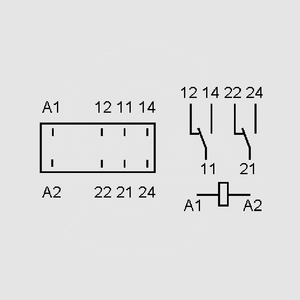 F4462-12 Relay DPDT 10/20A 12V 220R AgNi 44.62.9.012.0000 Circuit Diagram