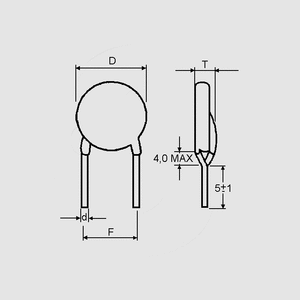 JN09PF220F Cer Capacitor 220pF X1/Y1 P12,5 Dimensions