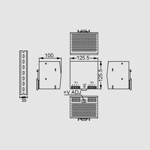 DRT-240-24 SPS DIN-Rail 240W 24V/10A Dimensions and Terminal Pin Assignment