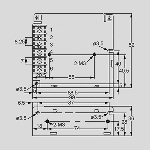 RD-3513 SPS Case 35W +13,5/-13,5V Dimensions and Terminal Pin Assignment
