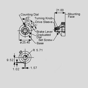 11A11B10 Dial, 10Turn, 22,2mm, for 6,3mm aksel. DIAL11111